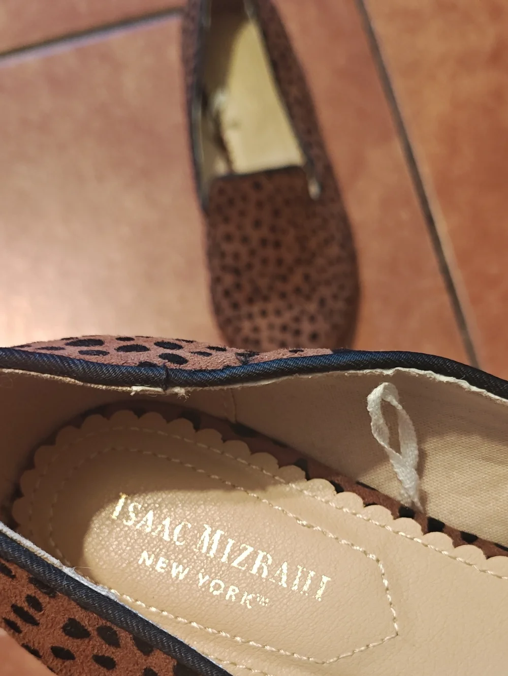 Isaac Mizrahi Brown Leopard Print Suede Loafers